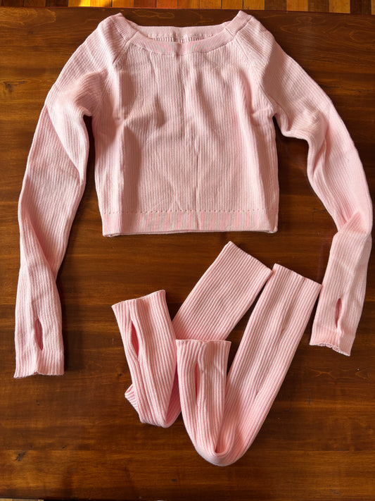 Pack chaleco y polaina infantil - Rosado